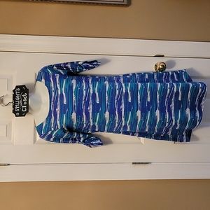 Lola Dress Small Blue White and Green Short Sleeve